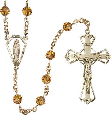 6mm Topaz Swarovski Rosary - Gerken's Religious Supplies