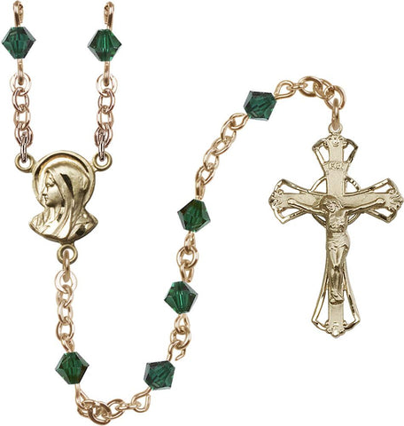 5mm Emerald Swarovski Rundell-Shaped Rosary - Gerken's Religious Supplies