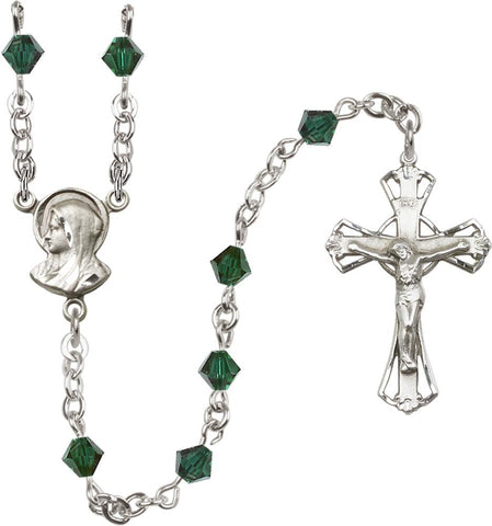 5mm Emerald Swarovski Rundell-Shaped Rosary - Gerken's Religious Supplies