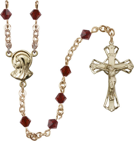 5mm Garnet Swarovski Rundell-Shaped Rosary - Gerken's Religious Supplies