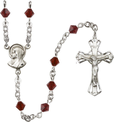 5mm Garnet Swarovski Rundell-Shaped Rosary - Gerken's Religious Supplies