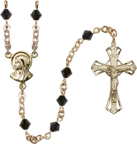 5mm Jet Swarovski Rundell-Shaped Rosary - Gerken's Religious Supplies