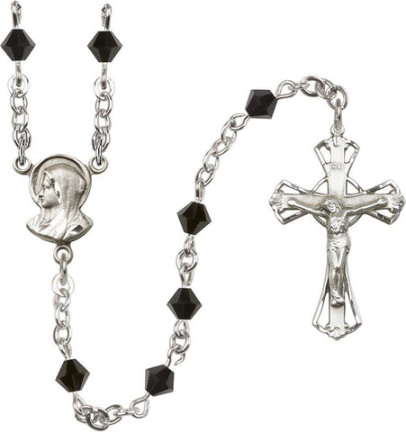 5mm Jet Swarovski Rundell-Shaped Rosary - Gerken's Religious Supplies