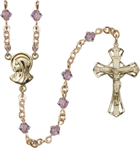 5mm Light Amethyst Swarovski Rundell-Shaped Rosary - Gerken's Religious Supplies