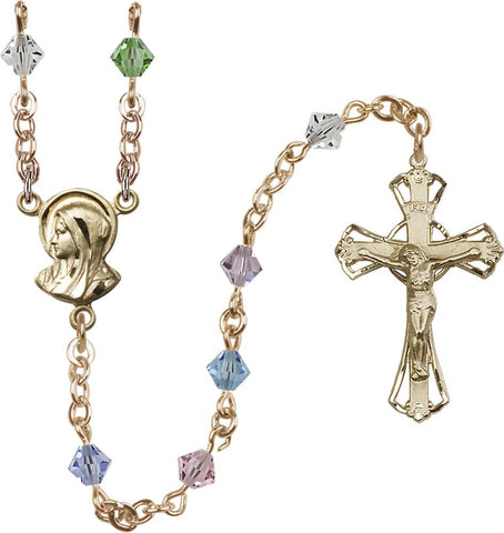 5mm Multi-Color Swarovski Rundell-Shaped Rosary - Gerken's Religious Supplies
