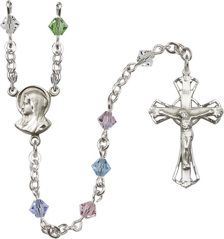 5mm Multi-Color Swarovski Rundell-Shaped Rosary - Gerken's Religious Supplies