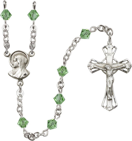 5mm Peridot Swarovski Rundell-Shaped Rosary - Gerken's Religious Supplies