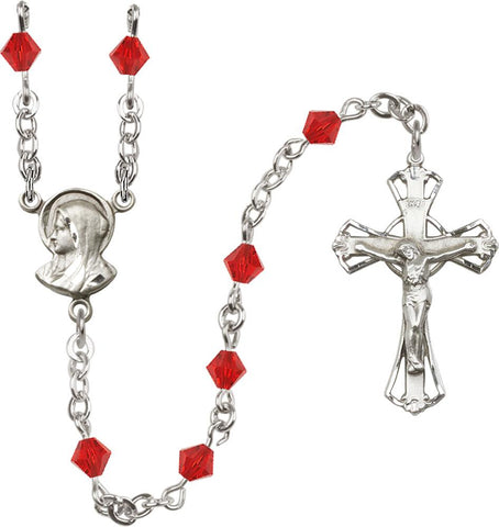 5mm Ruby Swarovski Rundell-Shaped Rosary - Gerken's Religious Supplies