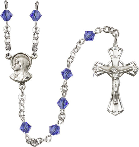 5mm Sapphire Swarovski Rundell-Shaped Rosary - Gerken's Religious Supplies