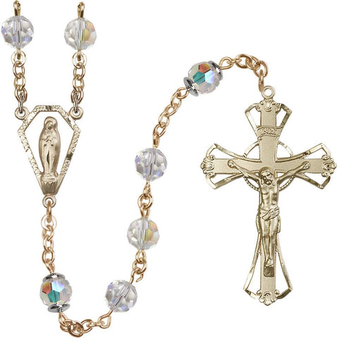 7mm Crystal Swarovski, Capped our Father Rosary - Gerken's Religious Supplies