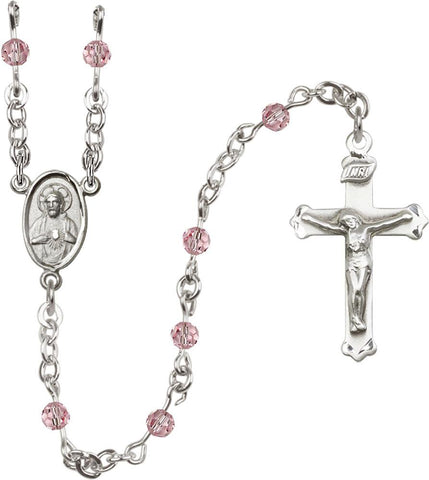 4mm Light Rose Swarovski Rosary - Gerken's Religious Supplies