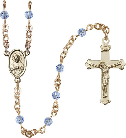 4mm Light Sapphire Swarovski Rosary - Gerken's Religious Supplies
