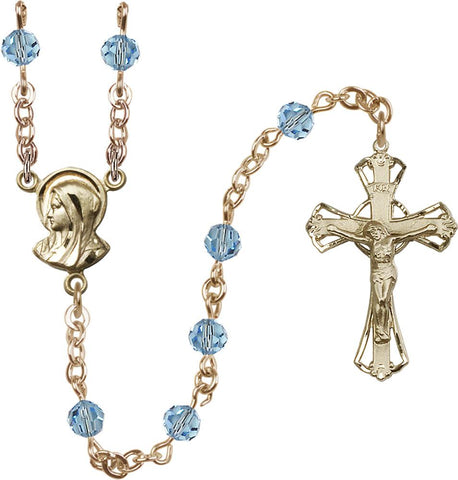 5mm Aqua Swarovski Rosary - Gerken's Religious Supplies