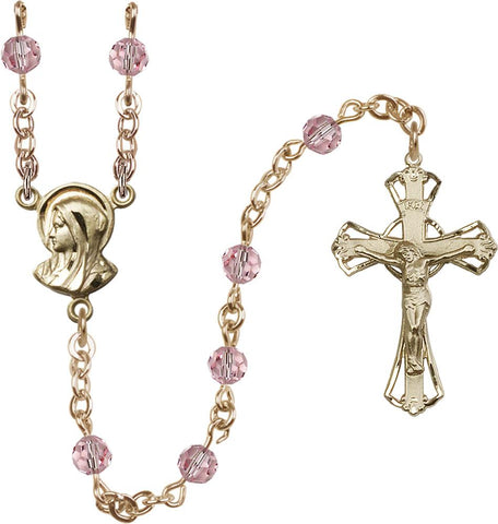 5mm Light Rose Swarovski Rosary - Gerken's Religious Supplies