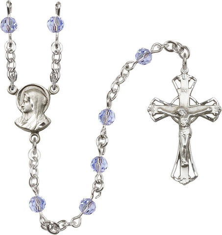 5mm Light Sapphire Swarovski Rosary - Gerken's Religious Supplies