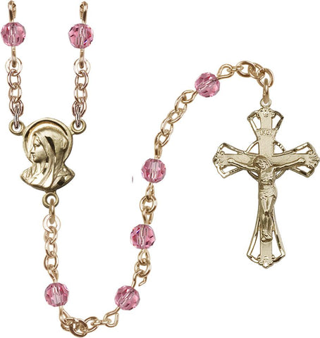 5mm Rose Swarovski Rosary - Gerken's Religious Supplies