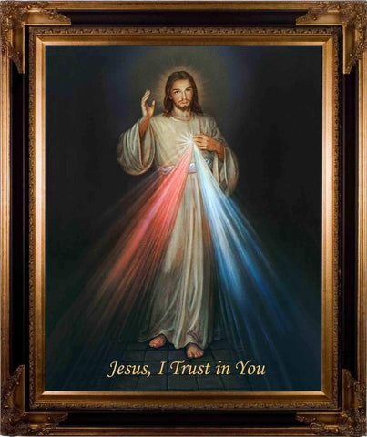 Divine Mercy Canvas - Dark Museum Framed Art - 18" X 24" - Gerken's Religious Supplies