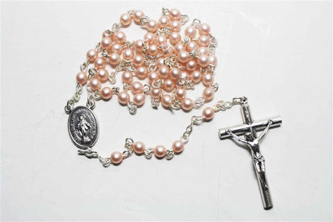 Pink Pearl Rosary 4mm - Gerken's Religious Supplies