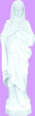 Immaculate Heart Of Mary Outdoor Statue with White Finish, 24" - Gerken's Religious Supplies