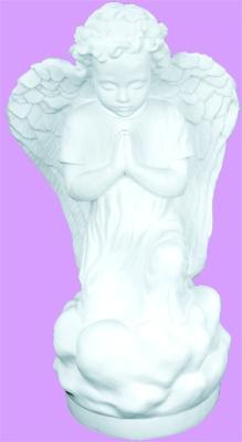 Kneeling Angel Outdoor Statue with White Finish, 24" - Gerken's Religious Supplies