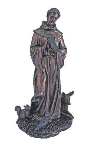 St. Francis with Animals in Cold Cast Bronze 12"