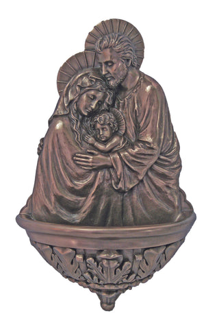 Holy Family Font in Cold Cast Bronze 9" - Gerken's Religious Supplies