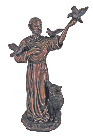 St. Francis with Animals in Cold Cast Bronze 10"