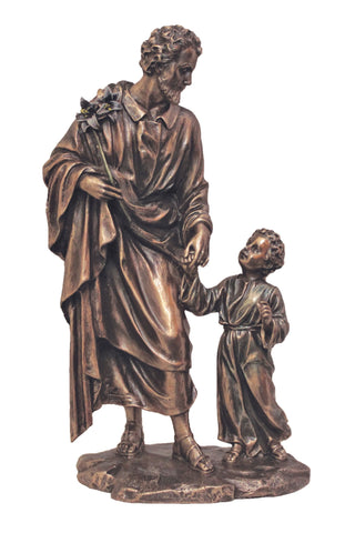 St. Joseph &  Child in Cold Cast Bronze 9"