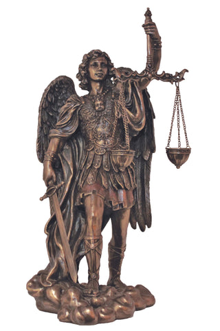 St. Michael-Scales in Cold Cast Bronze 11"