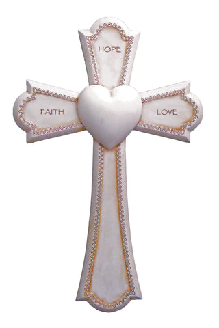 Antque Faith, Hope, Love Cross 7.25" - Gerken's Religious Supplies