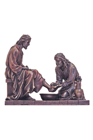 Christ Washing Feet in Cold Cast Bronze 8.5 x 8"