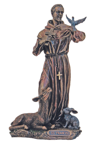 St. Francis with Animals in Cold Cast Bronze 8.5"