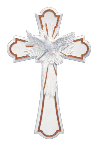 Holy Spirit Cross in White 8" - Gerken's Religious Supplies