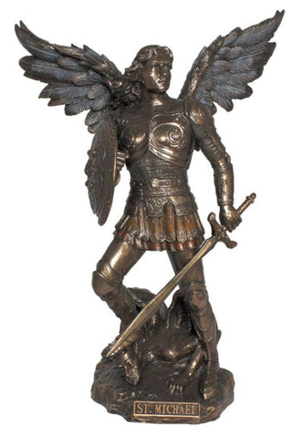 Archangel Michael in Cold Cast Bronze 9"