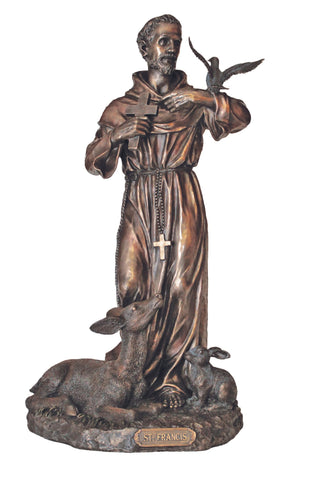 St. Francis with Animals in Cold Cast Bronze 36"