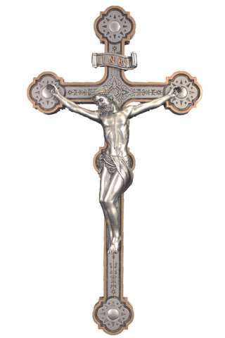 Ornate Crucifix Pewter Style 14" - Gerken's Religious Supplies