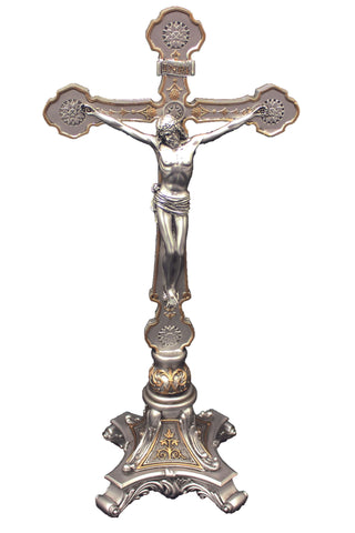 Ornate Standing Crucifix in Pewter Style 13" - Gerken's Religious Supplies