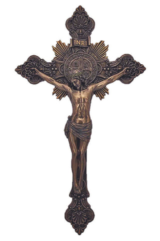 St. Benedict Crucifix Cold Cast Bronze 14" - Gerken's Religious Supplies