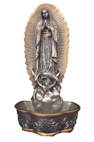 Guadalupe Font in Pewter Style 7.5" - Gerken's Religious Supplies