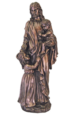 Christ with Children in Cold Cast Bronze 35"