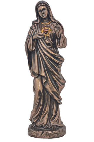 Immaculate Heart of Mary in Cold Cast Bronze 11"