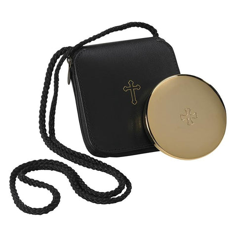 Brass Hospital Pyx with Burse - 24kt Gold Plate - Gerken's Religious Supplies