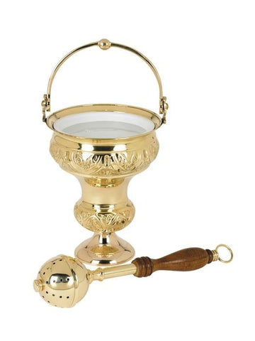 Ornate Holy Water Pot & Sprinkler - Gerken's Religious Supplies