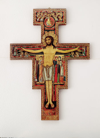 San Damiano Wood Crucifix 15" - Gerken's Religious Supplies