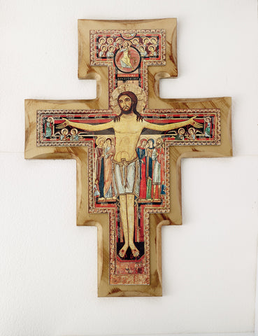 San Damiano Wood Crucifix 11" - Gerken's Religious Supplies