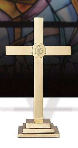 Classic Altar Cross with IHS Emblem - Gerken's Religious Supplies