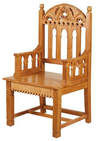 Gothic Collection Celebrant Chair - Oak - Gerken's Religious Supplies